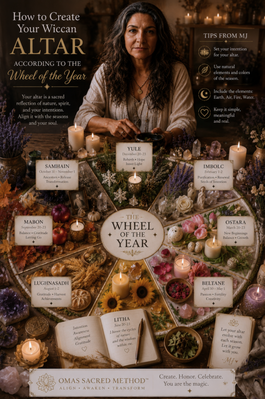 wiccan altar inspired by the wheel of the year