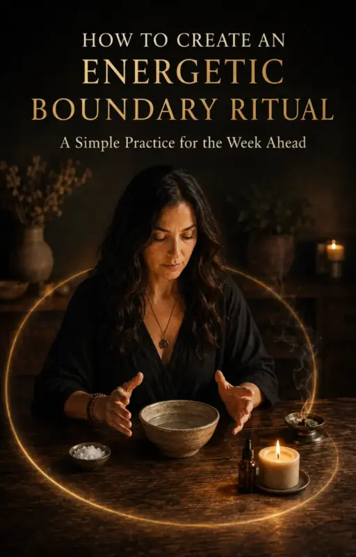 Woman performing an energetic boundary ritual with water and salt