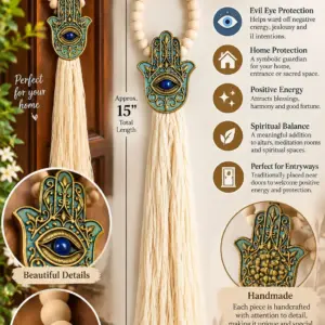 Alternative view of Handmade Hamsa Hand Evil Eye Hanging | Home Decor