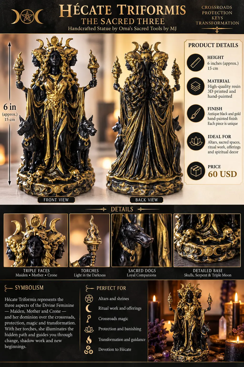 Hecate Triformis Statue