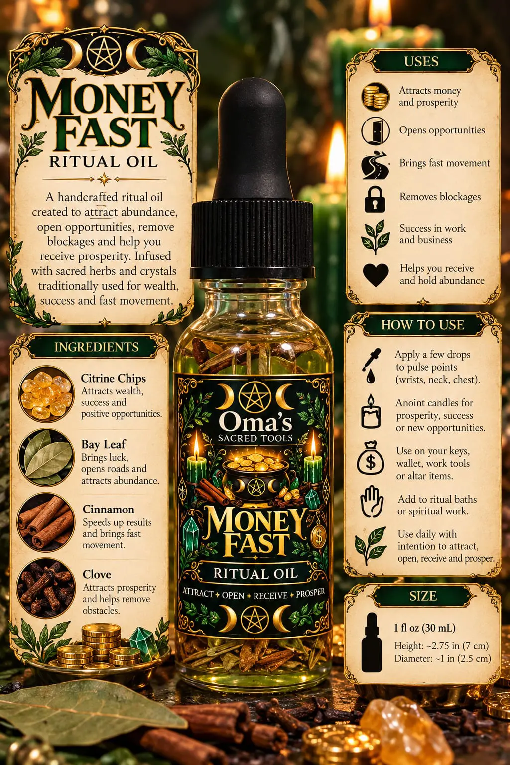 Money Fast Ritual Oil for Prosperity & Abundance - Image 2