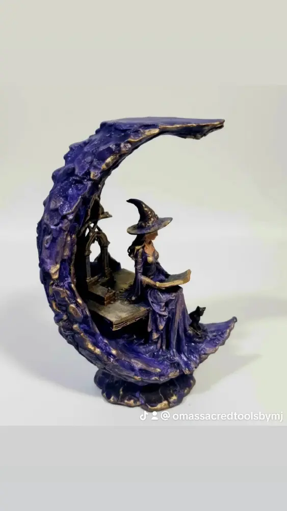 Moonlight Witch Statue | Crescent Moon Altar Decor - Image 4