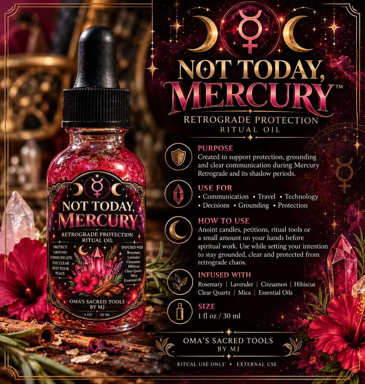 NOT TODAY MERCURY Mercury Retrograde protection ritual oil