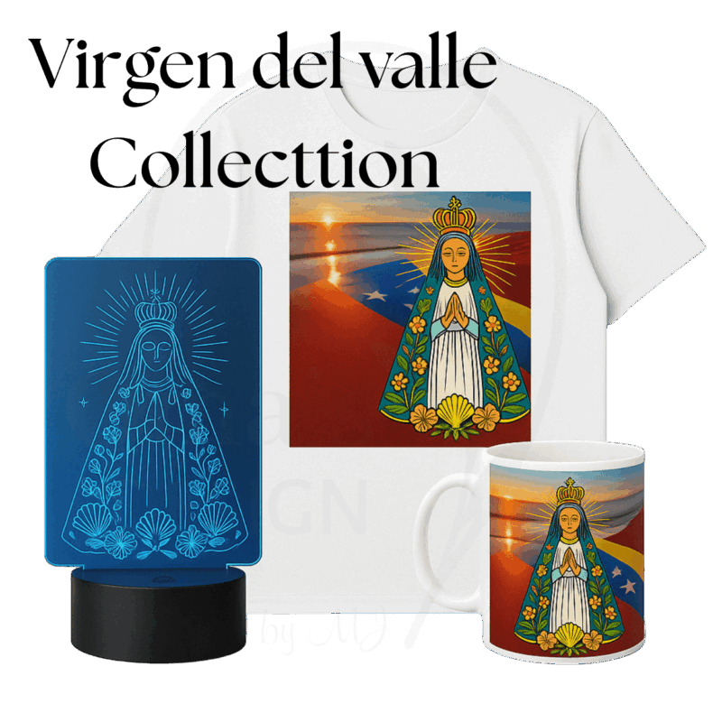 Coleccion tshirt, mug and led lamp Virgen de Coromoto